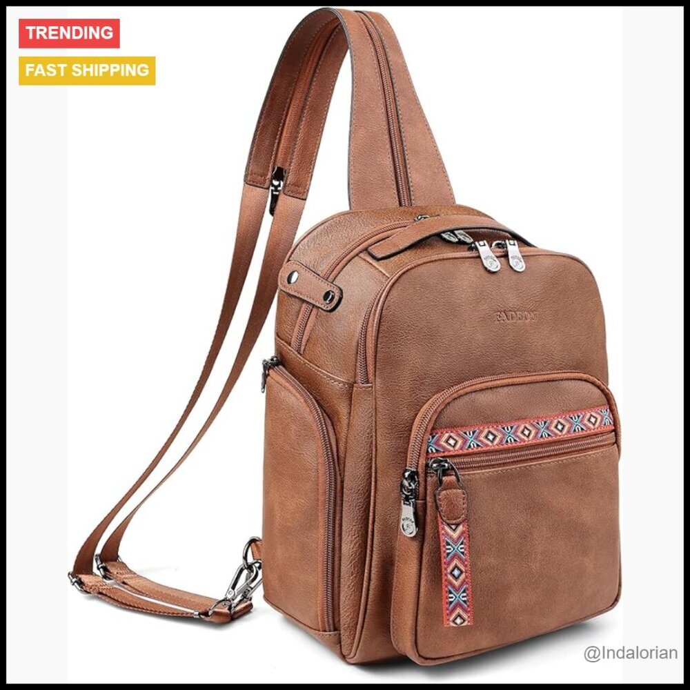 Leather Crossbody Purse Convertible Sling Backpack Anti Theft Travel Daypack